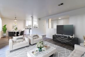 Martinez apartment for rent - A modern living room with a black and white color scheme.