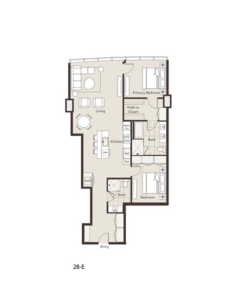 Floor plan for 2 beds, 2 baths, 1200 sqft