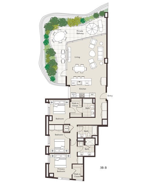 Floor plan for 2 beds, 3 baths, 1660 sqft