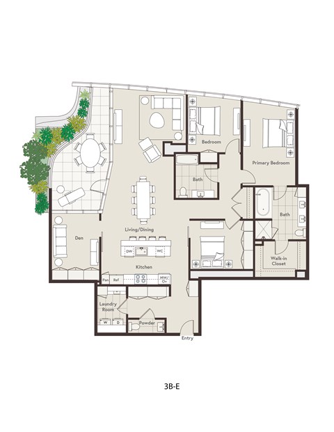 Floor plan for 3 beds, 2.5 baths, 2074 sqft