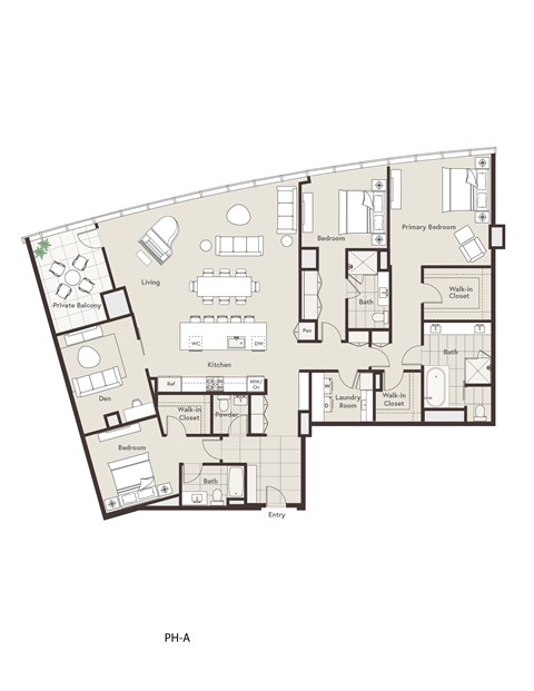 Floor plan for 3 beds, 3.5 baths, 2574 sqft