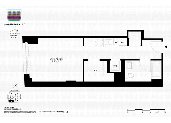 Floor plan for studio, 1 bath, 492 sqft