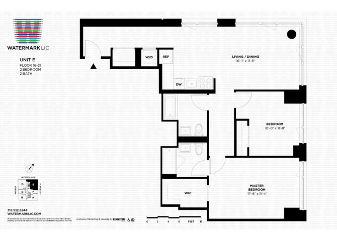 Floor plan for 2 beds, 2 baths, 1121 sqft
