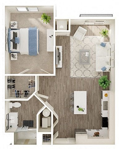 Floor plan for 1 bed, 1 bath, 794 sqft