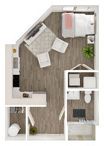 Floor plan for studio, 1 bath, 428 sqft