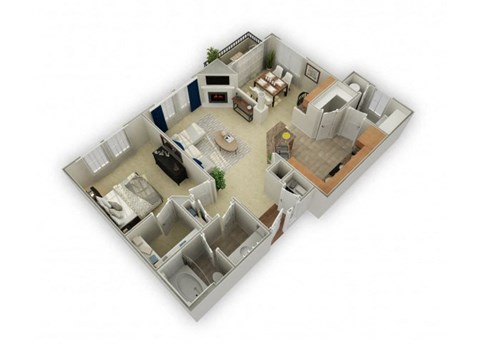 Floor plan for 1 bed, 1 bath, 831 sqft