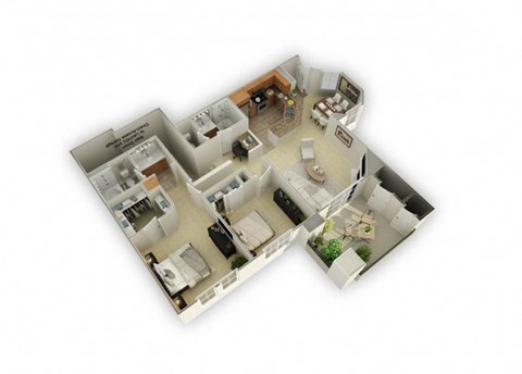 Floor plan for 2 beds, 2 baths, 1120 sqft