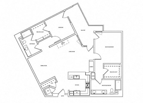 Floor plan for 2 beds, 2 baths, 1493 sqft
