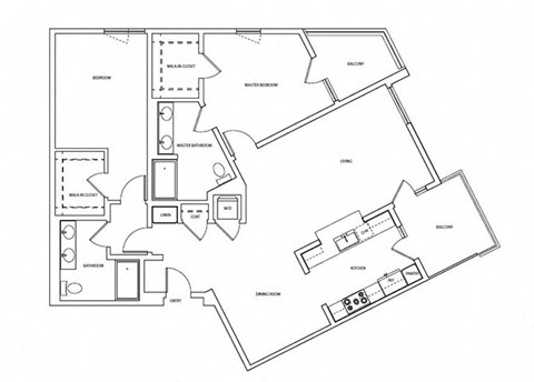 Floor plan for 2 beds, 2 baths, 1494 sqft