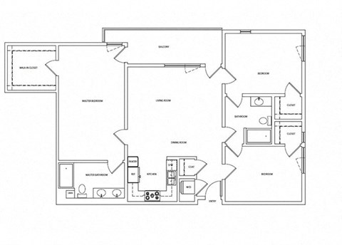 Floor plan for 3 beds, 2 baths, 1581 sqft