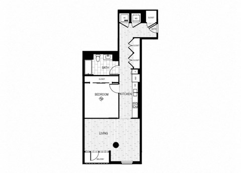 Floor plan for 1 bed, 1 bath, 848 sqft