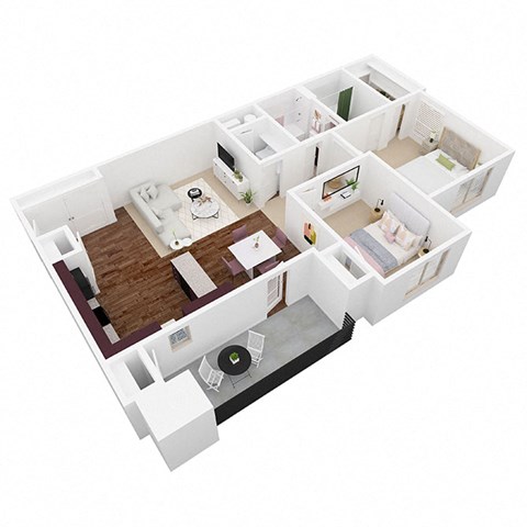 Floor plan for 2 beds, 2 baths, 1034 sqft