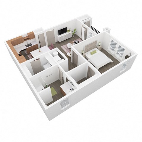 Floor plan for 1 bed, 1 bath, 812 sqft