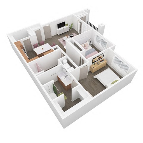Floor plan for 2 beds, 2 baths, 1075 sqft