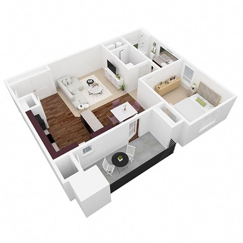 Floor plan for 1 bed, 1 bath, 768 sqft