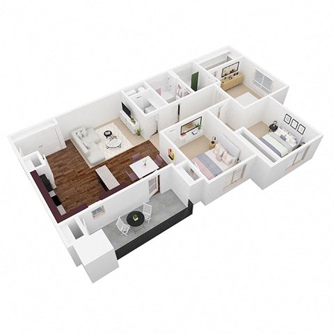 Floor plan for 3 beds, 2 baths, 1152 sqft