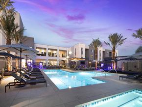 Chula Vista apartment for rent - a swimming pool at night at the resort