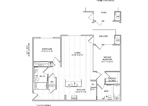 Floor plan for 2 beds, 2 baths, 1236 sqft