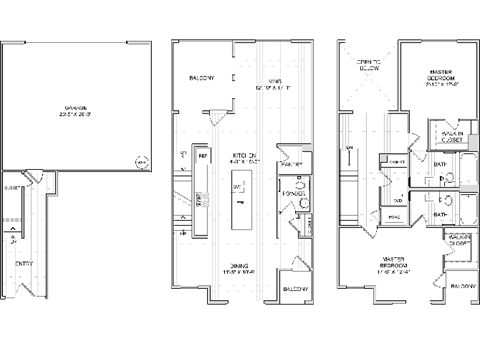 Floor plan for 2 beds, 2.5 baths, 1921 sqft