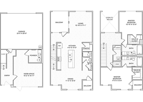 Floor plan for 2 beds, 2.5 baths, 2266 sqft