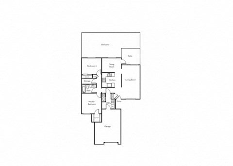 Floor plan for 2 beds, 1 bath, 1150 sqft