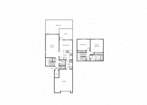 Floor plan for 2 beds, 1.5 baths, 1278 sqft