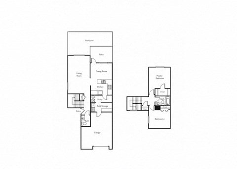 Floor plan for 2 beds, 1.5 baths, 1323 sqft