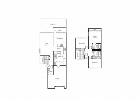Floor plan for 3 beds, 2.5 baths, 1578 sqft