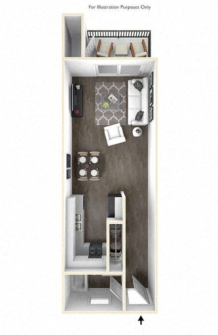 Floor plan for studio, 1 bath, 440 sqft