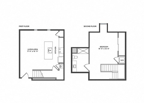 Floor plan for 1 bed, 1 bath, 782 sqft