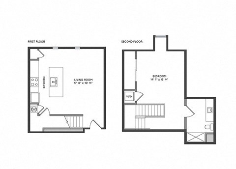 Floor plan for 1 bed, 1 bath, 793 sqft
