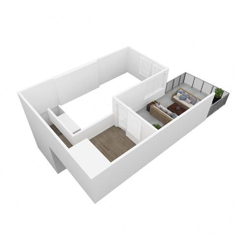 Floor plan for 1 bed, 1 bath, 893 sqft