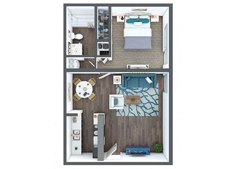 Floor plan for 1 bed, 1 bath, 530 sqft