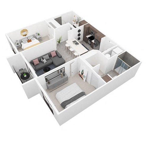 Floor plan for 2 beds, 2 baths, 900 sqft