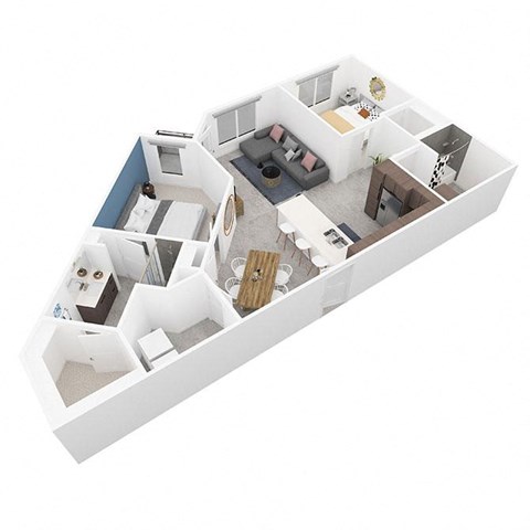 Floor plan for 2 beds, 2 baths, 1076 sqft