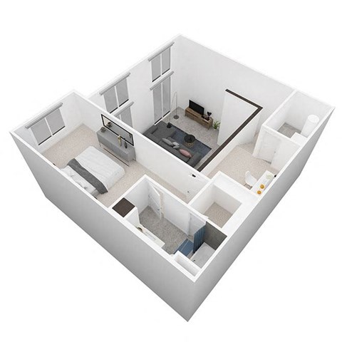 Floor plan for 2 beds, 2 baths, 1369 sqft