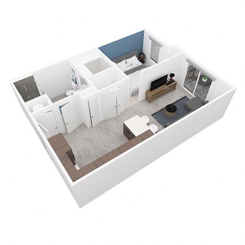 Floor plan for studio, 1 bath, 539 sqft