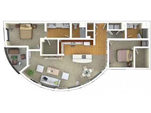Floor plan for 2 beds, 2 baths, 1594 sqft