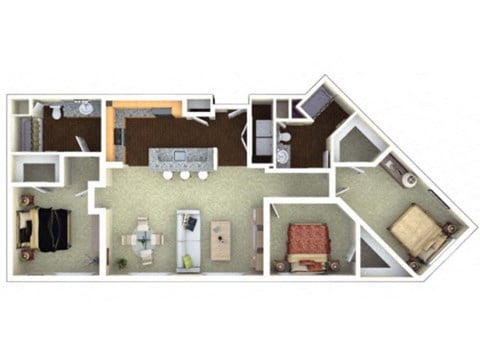 Floor plan for 3 beds, 2 baths, 1453 sqft