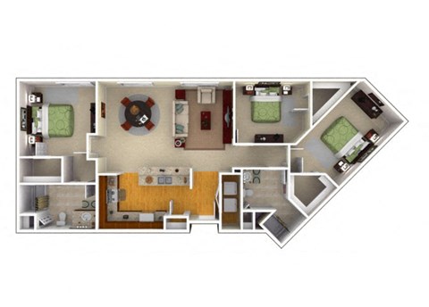 Floor plan for 3 beds, 2 baths, 1453 sqft
