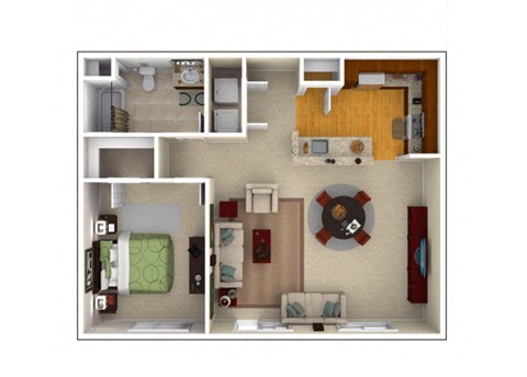 Floor plan for 1 bed, 1 bath, 920 sqft