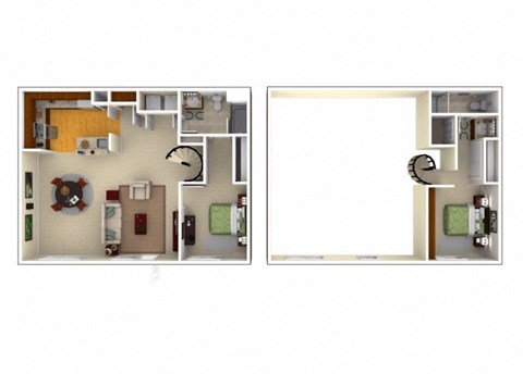 Floor plan for 2 beds, 2 baths, 1170 sqft