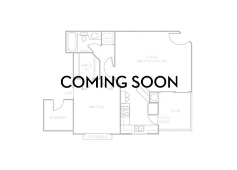 Floor plan for 1 bed, 1.5 baths, 796 sqft