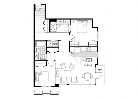 Floor plan for 2 beds, 2 baths, 1008 sqft