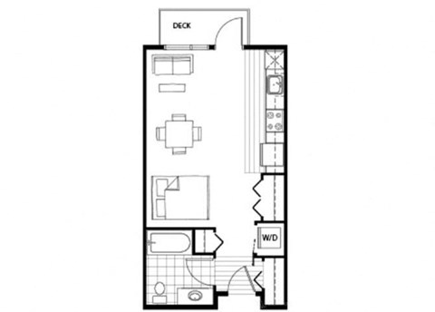 Floor plan for studio, 1 bath, 422 sqft