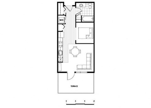 Floor plan for studio, 1 bath, 454 sqft