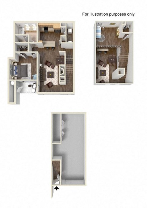 Floor plan for 1 bed, 1 bath, 996 sqft