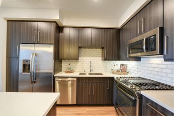Kitchen with soft-closing european-style cabinetry