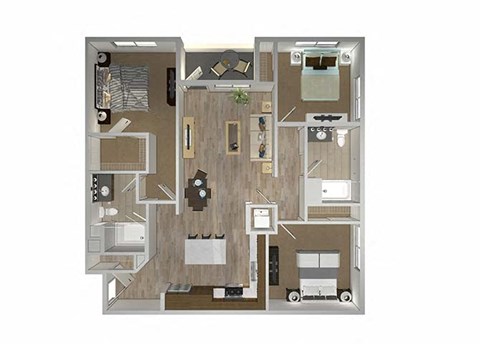 Floor plan for 3 beds, 2 baths, 1199 sqft