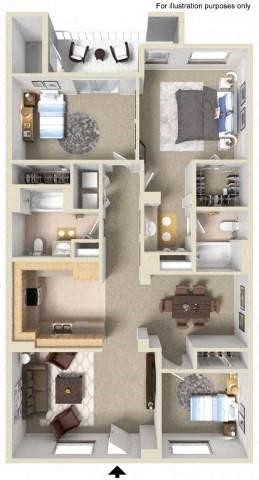 Floor plan for 3 beds, 2 baths, 1338 sqft